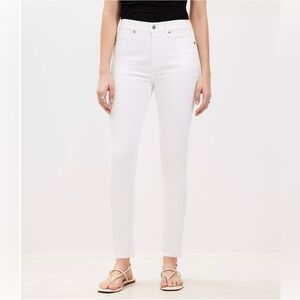 LOFT Curvt High Rise Skinny Frayed Hem White Denim Jeans Size 6